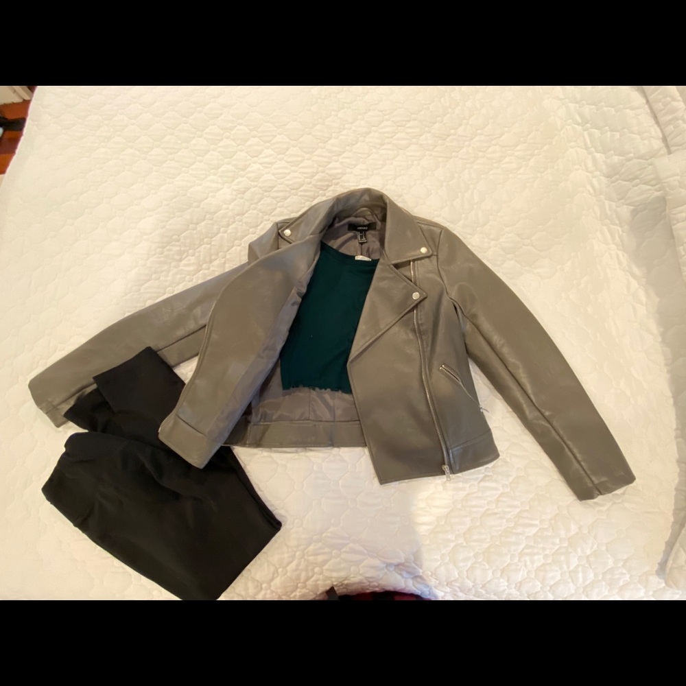 Faux leather bomber jacket